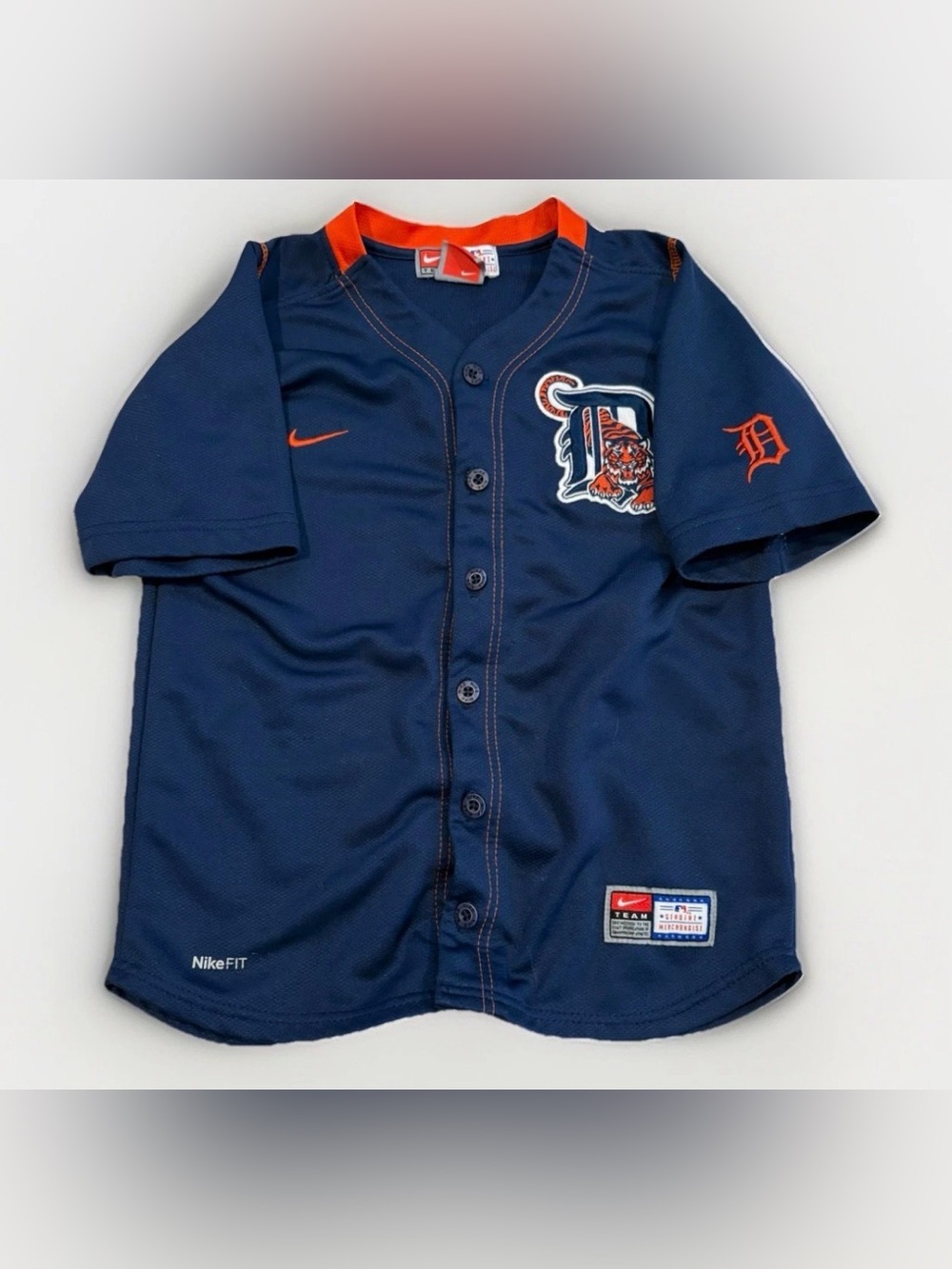 Nike Detroit Tiger Jersey YOUTH Size Medium / 6 Blue Orange MLB Baseball